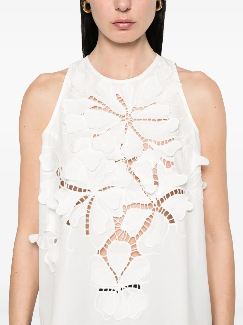FORTE FORTE FLORAL-APPLIQUÉ BLOUSE