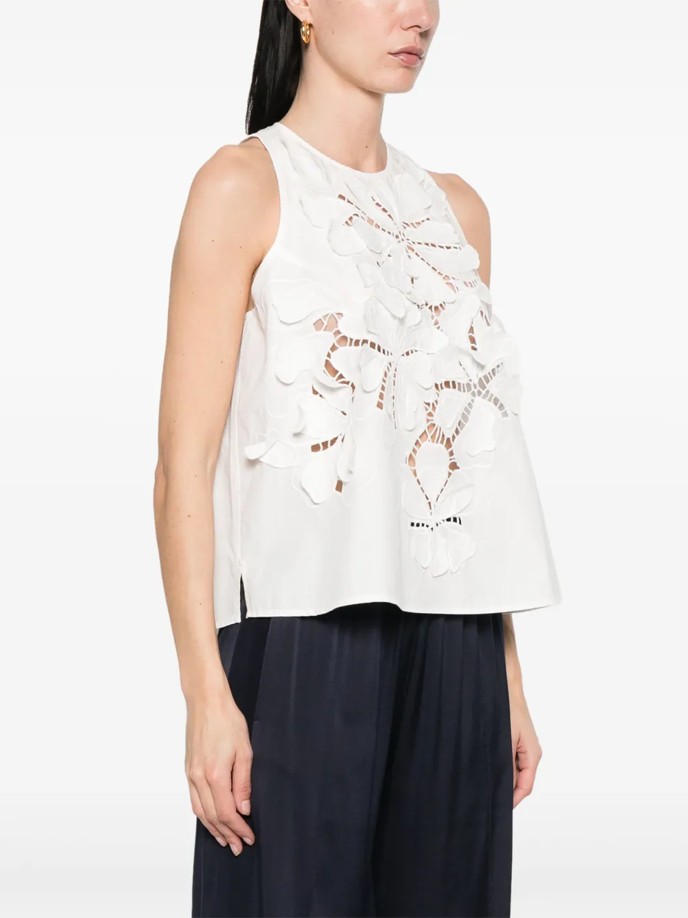 FORTE FORTE FLORAL-APPLIQUÉ BLOUSE