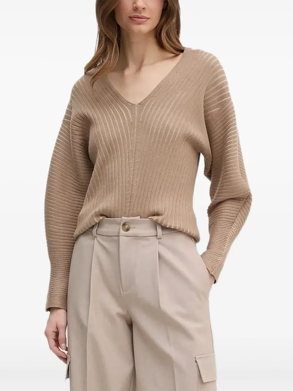 DKNY Trui met V-hals Bruin