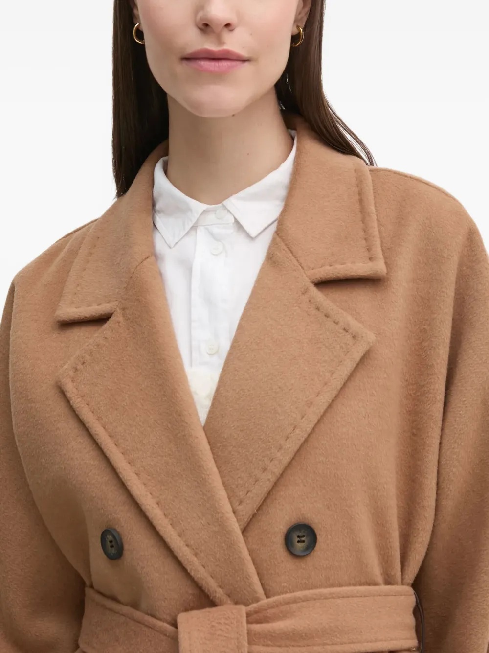 DKNY Jas met ceintuur en dubbele rij knopen Bruin