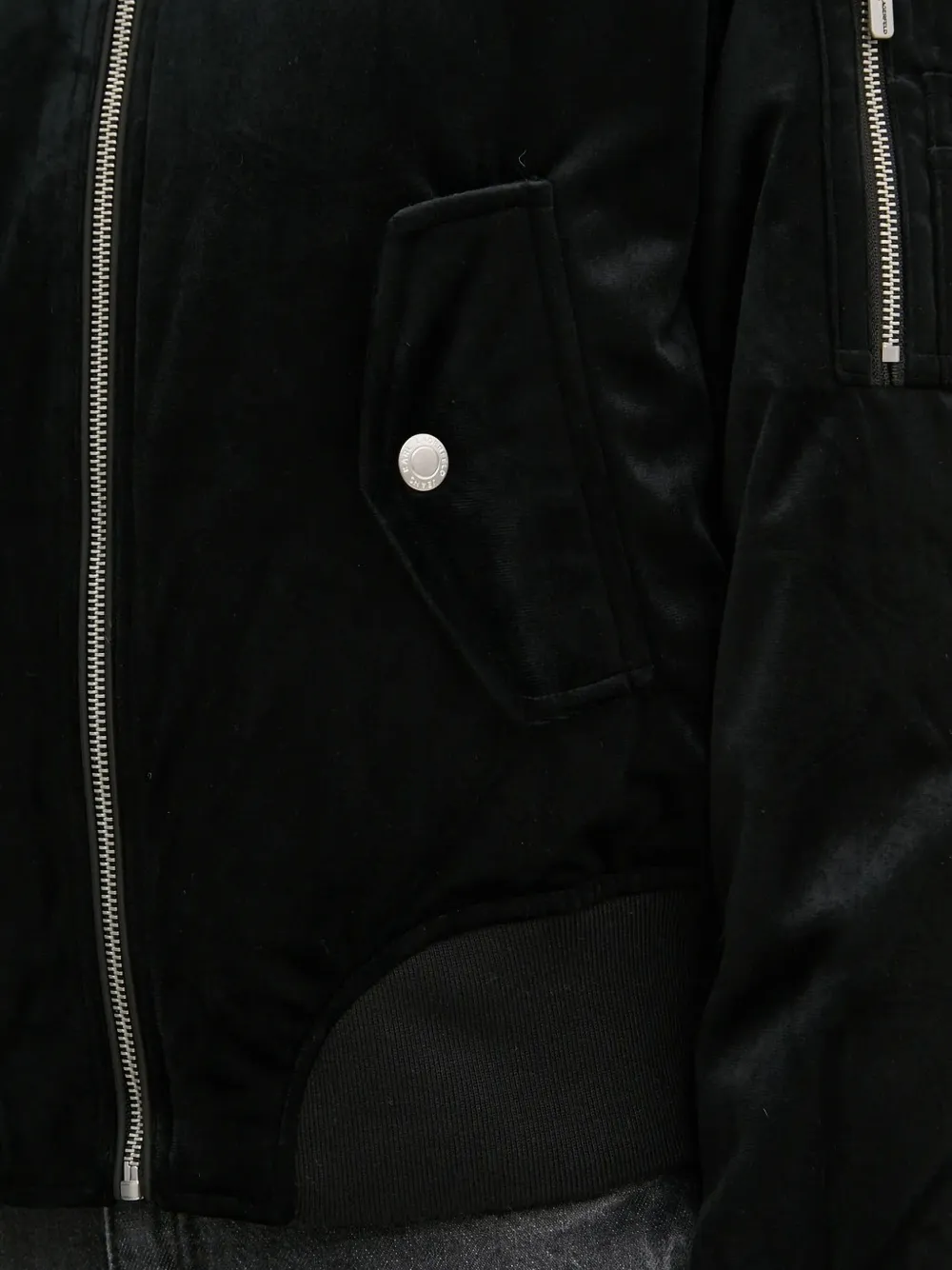 Karl Lagerfeld Jeans Zip-up Velvet Bomber Jacket In Black