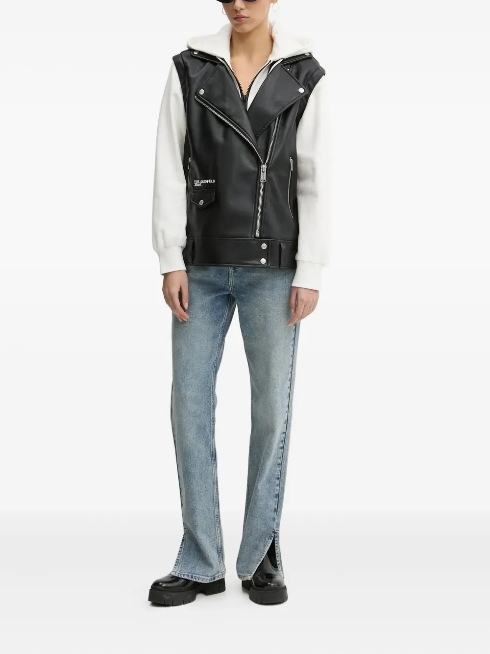 Karl Lagerfeld Jeans Mouwloos jack met rits Zwart