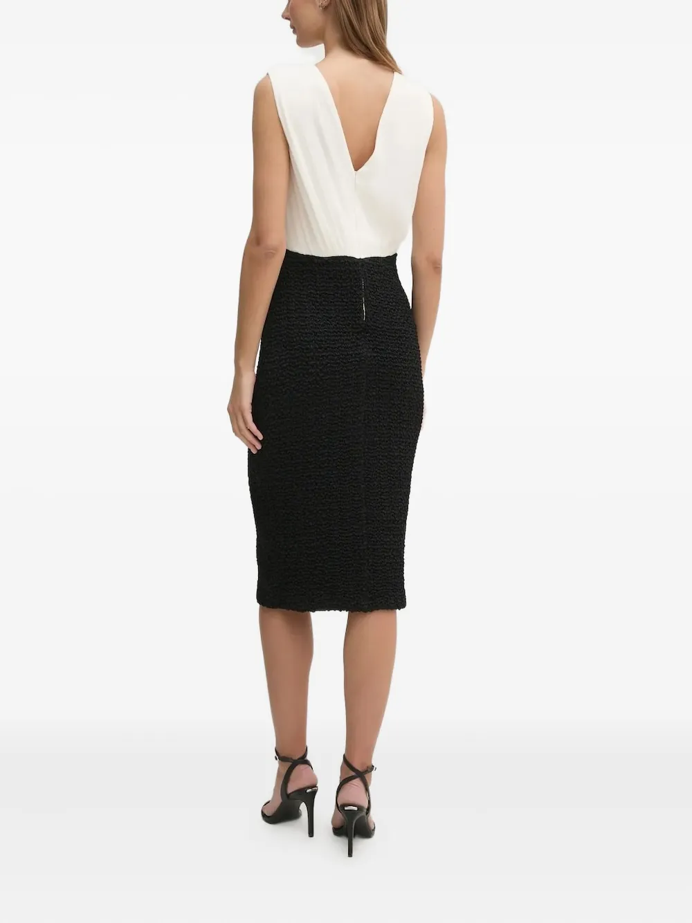 DKNY V-neck textured midi dress Wit