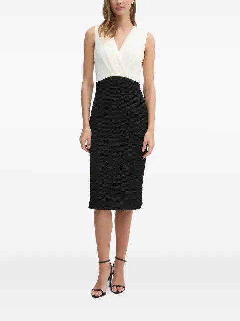 DKNY V-neck textured midi dress