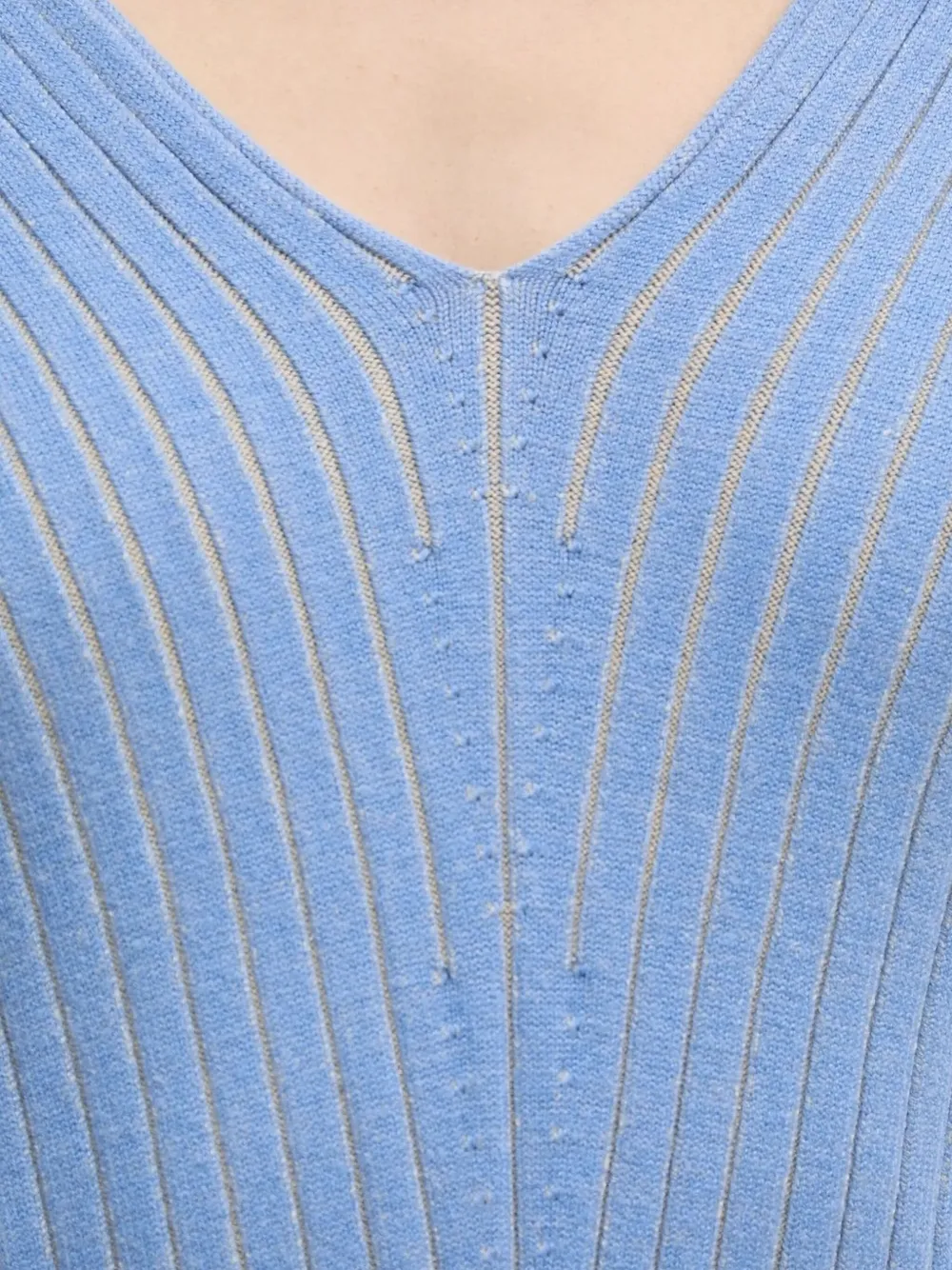 DKNY Geribbelde trui met V-hals Blauw