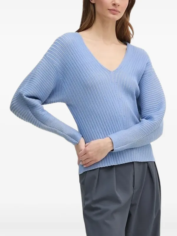 DKNY V-neck Ribbed Jumper Blue FARFETCH TR