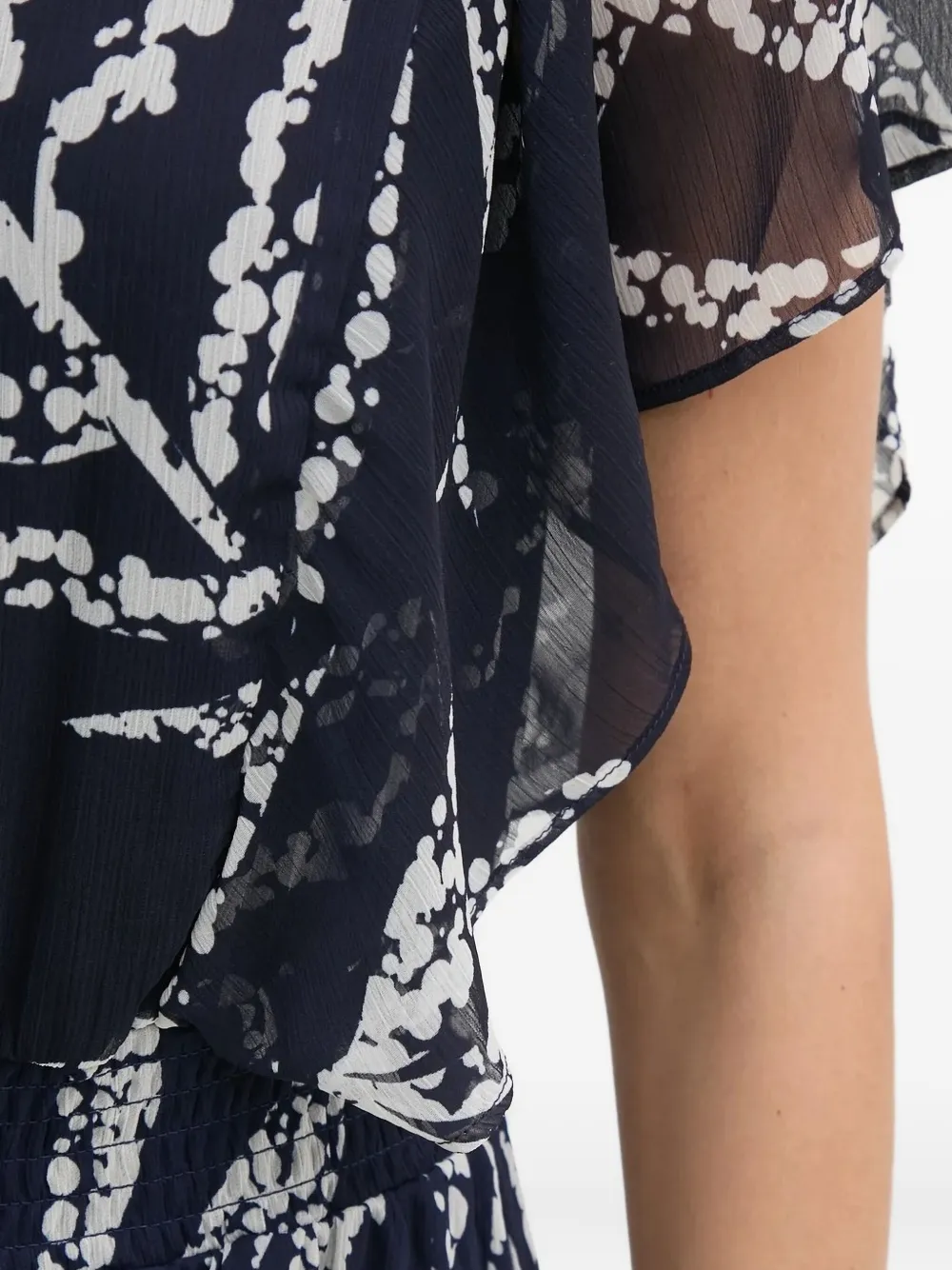 DKNY leaf-print midi dress Blauw