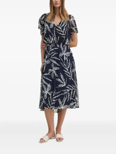 DKNY leaf-print midi dress