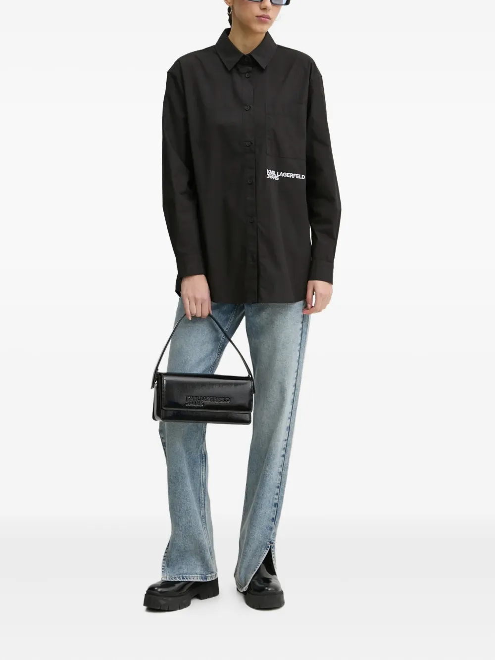 Karl Lagerfeld Jeans Jeans met split - Blauw