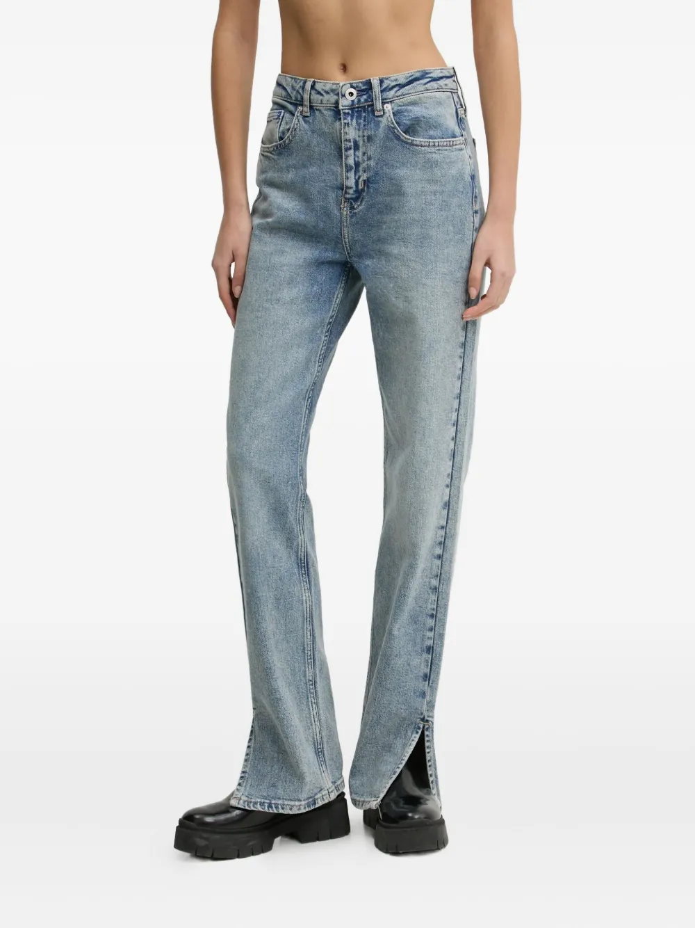 Karl Lagerfeld Jeans スリットヘム ジーンズ - ブルー Karl Lagerfeld Jeans スリットヘム ジーンズ - ブルー