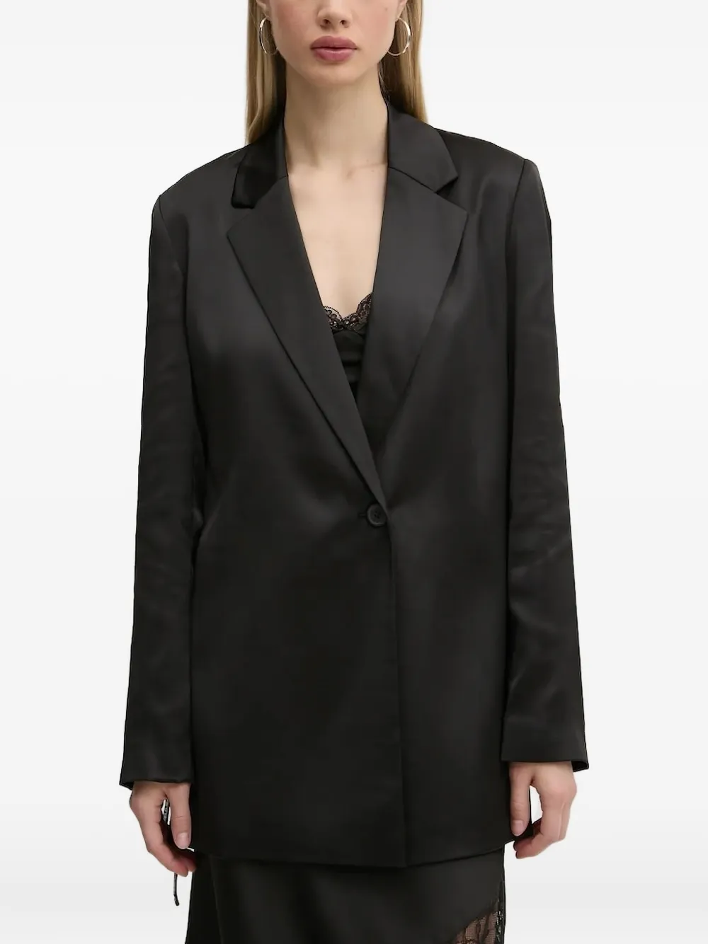 Karl Lagerfeld Jeans single-breasted blazer Zwart