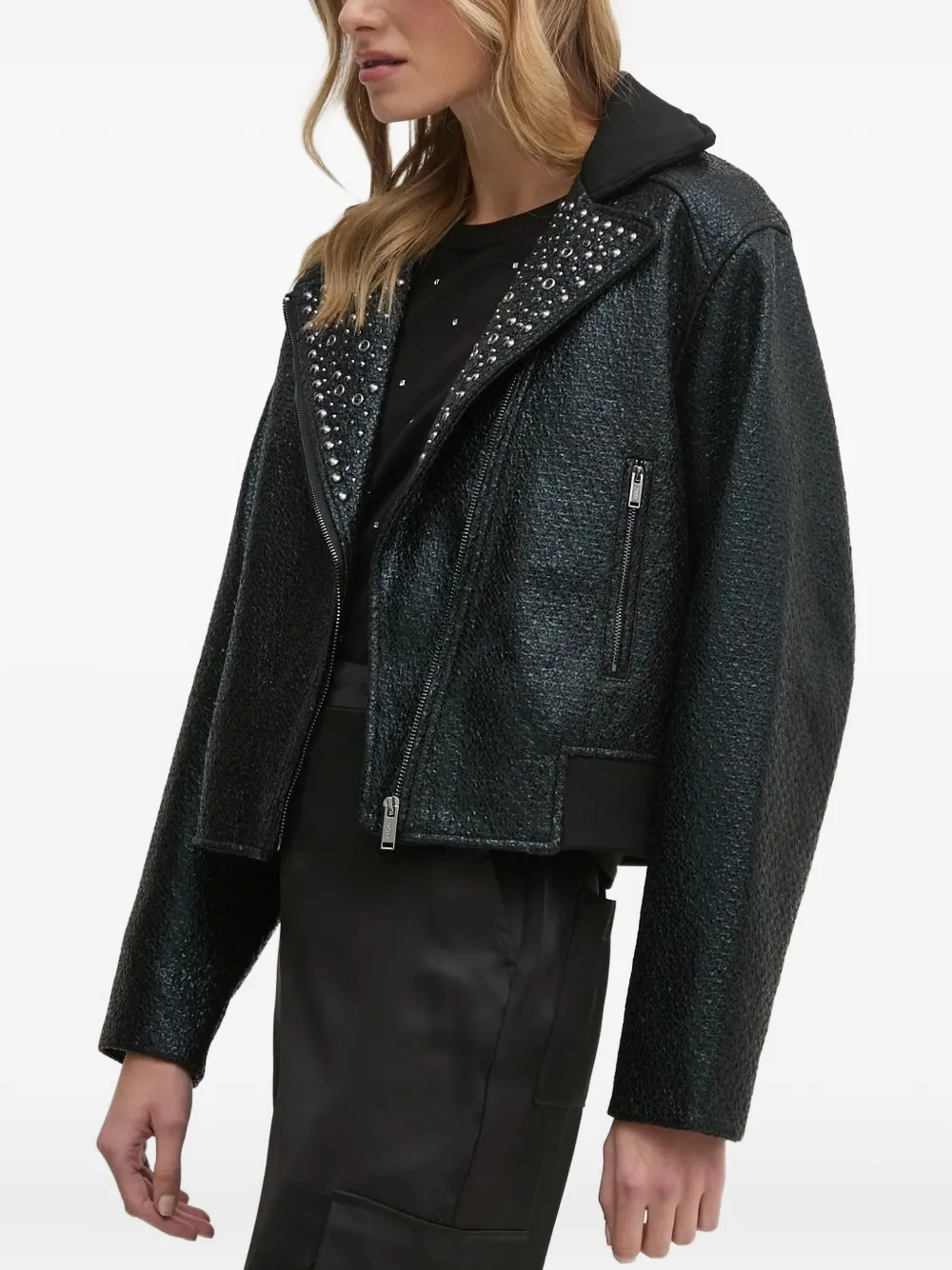 DKNY Bikerjack verfraaid met studs Zwart