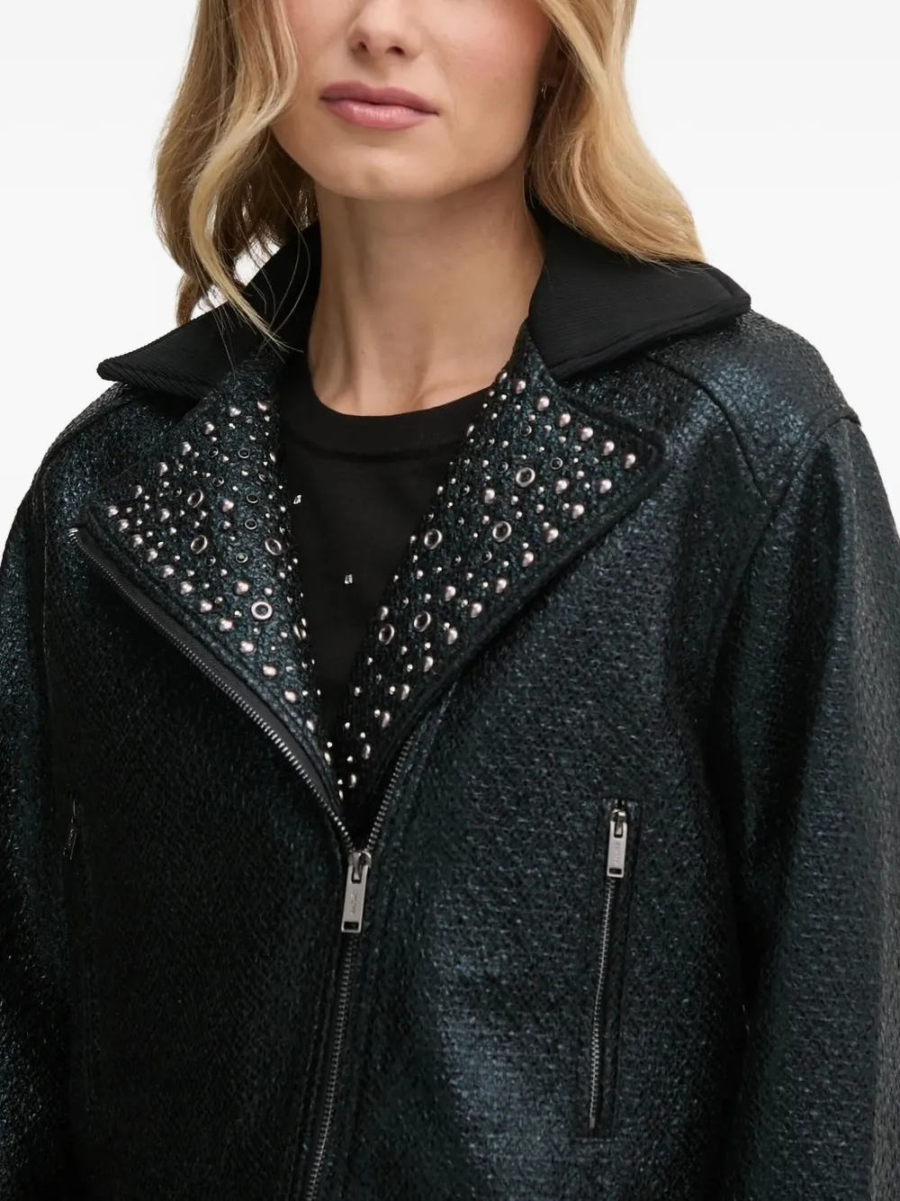 DKNY Bikerjack verfraaid met studs Zwart