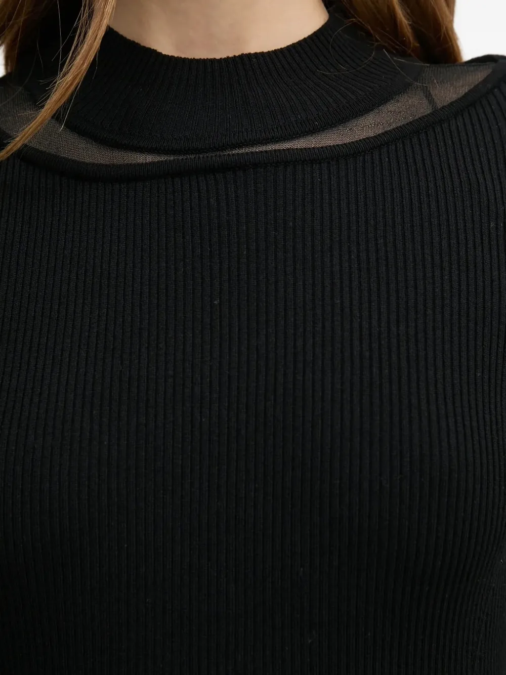 DKNY Ribgebreide trui met mesh vlak Zwart