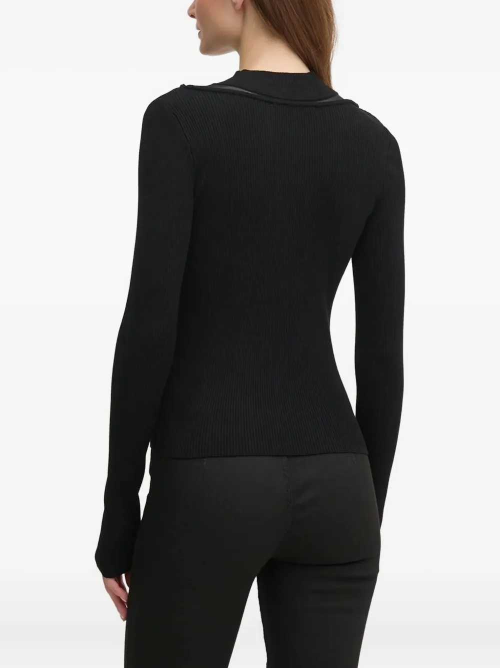 DKNY Ribgebreide trui met mesh vlak Zwart