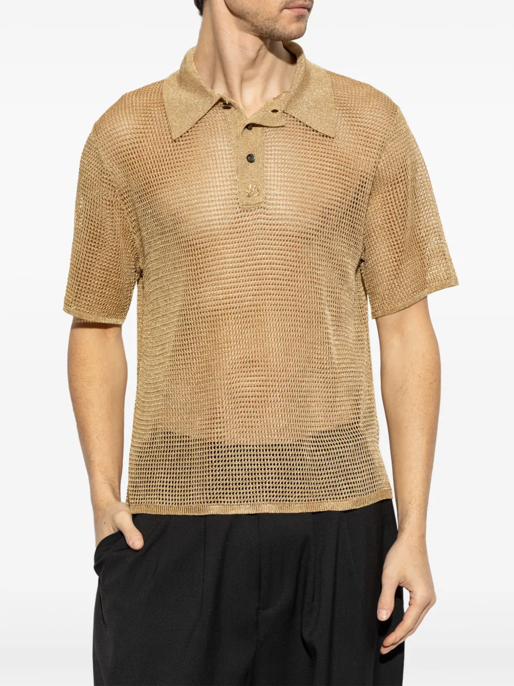 AMIRI Gebreid poloshirt Beige