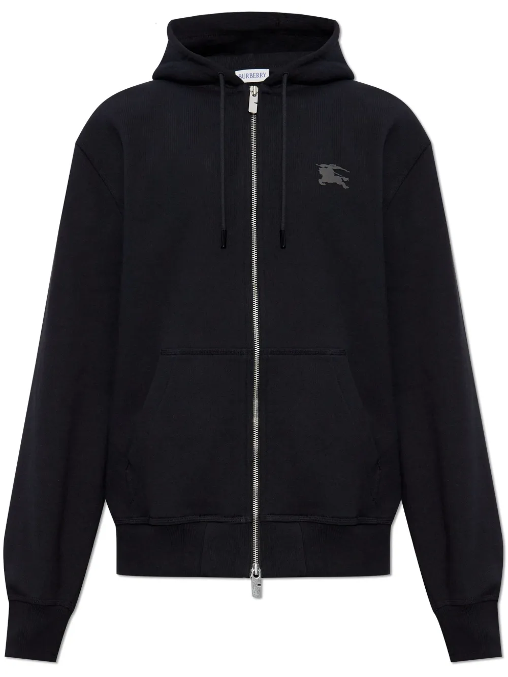 Burberry Check Trim Zip-up Drawstring Hoodie In Schwarz