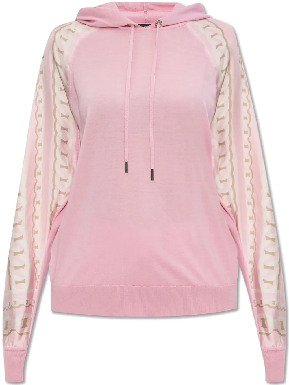 Shop Versace Chain-print Wool Hoodie In Pink