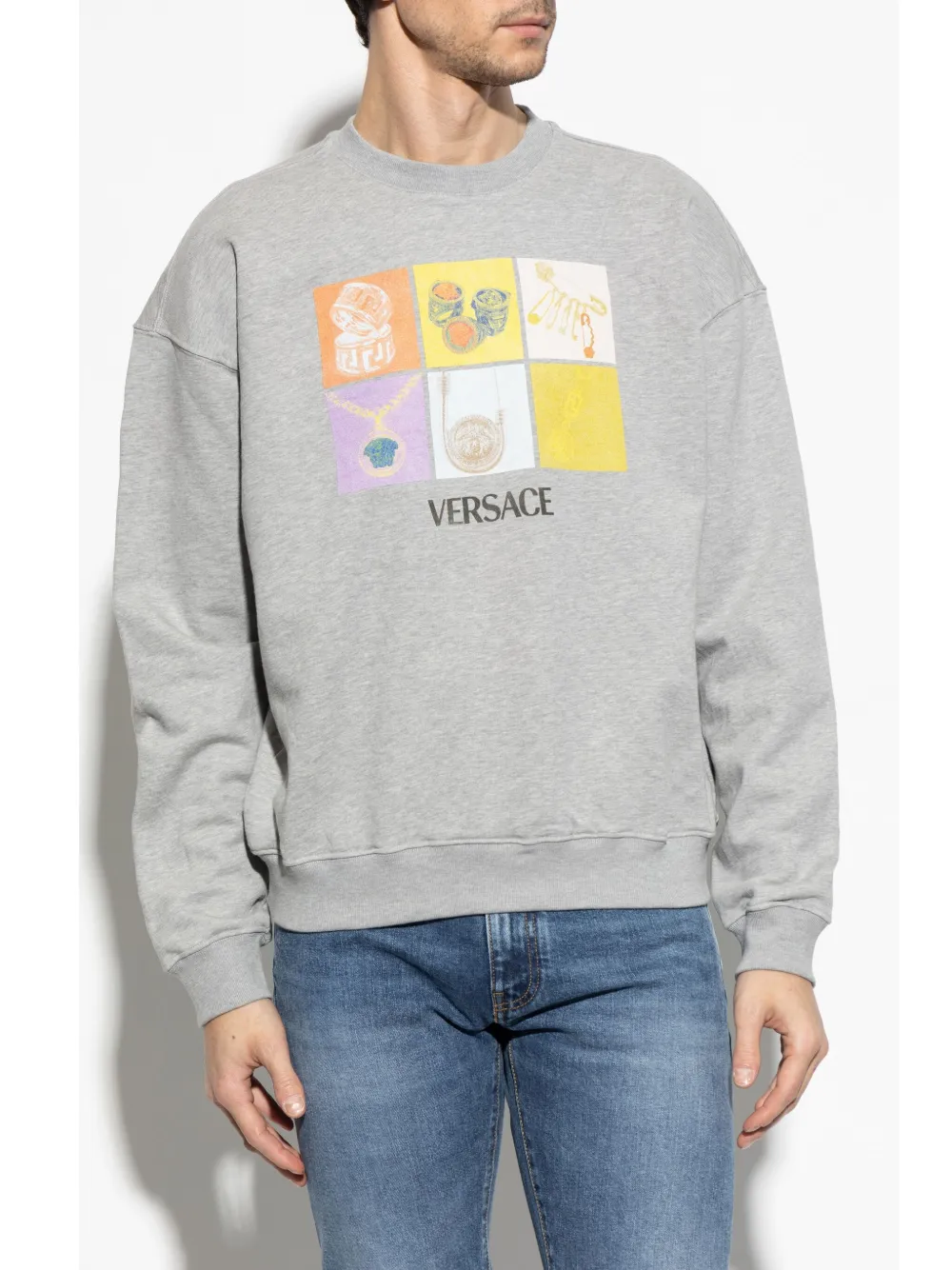 Versace Sweater met print Grijs