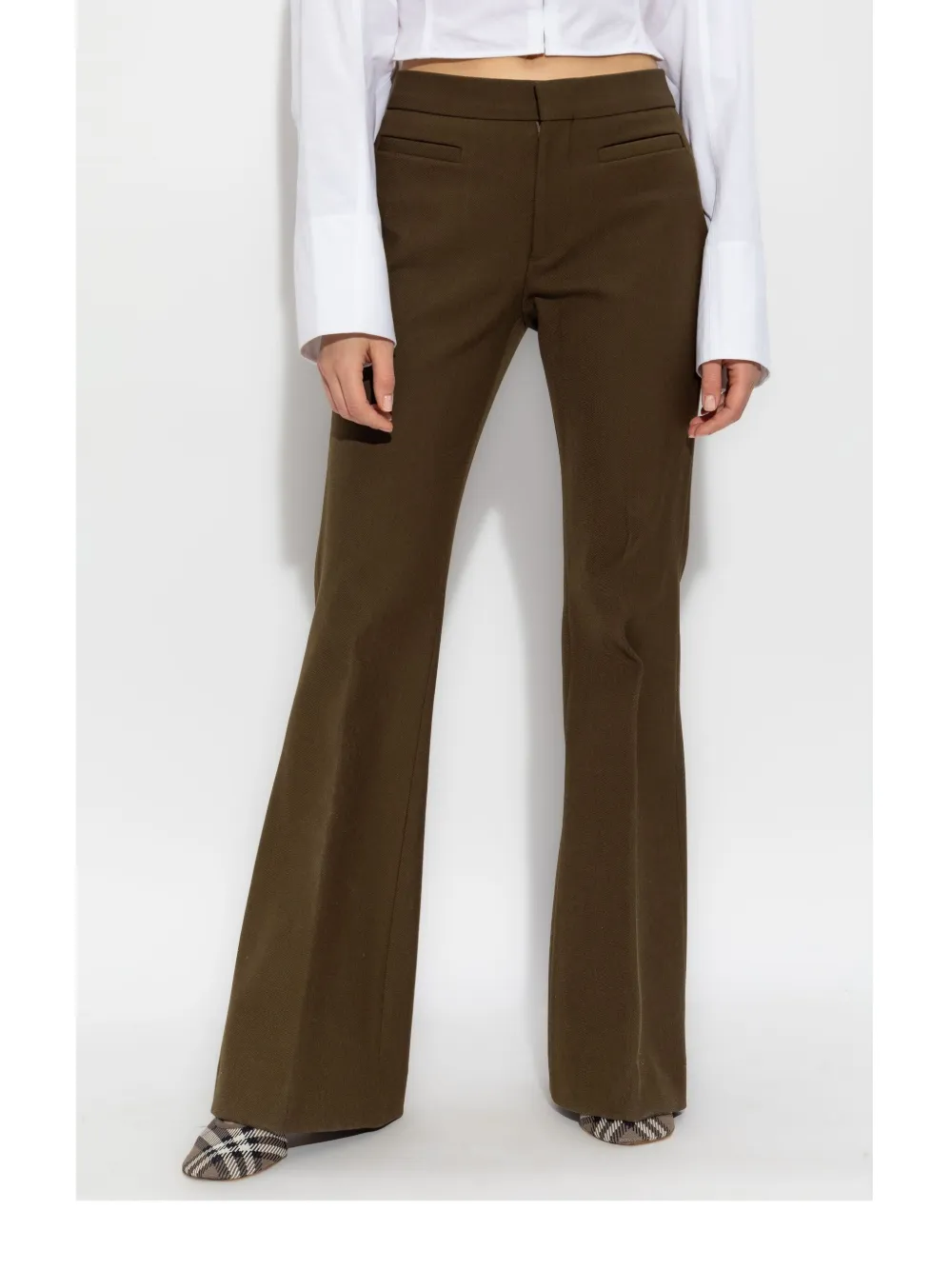 Burberry Broek van wolblend Groen