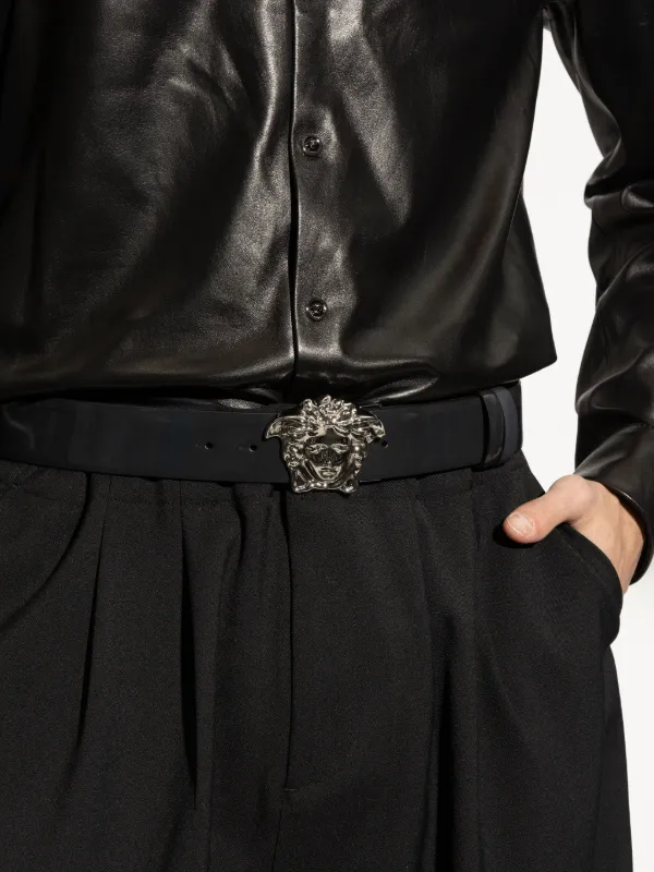 VERSACE メデューサヘッド ベルト 黒 Versace Women's Black 100%Leather Medusa Head Decorated