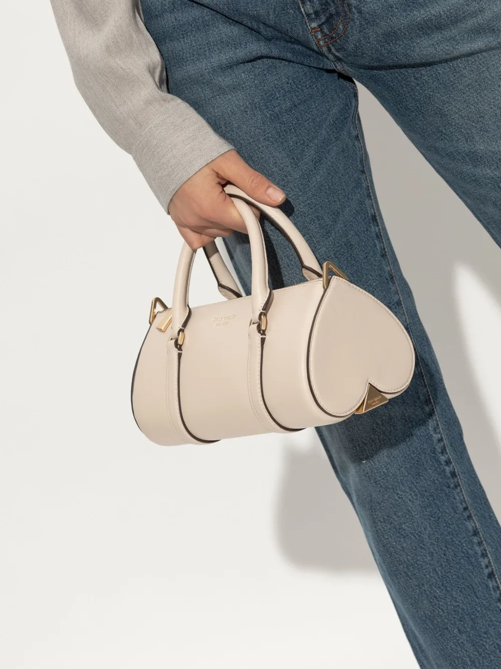 Kate Spade New York Spade Icon Fine Grain Leather Barrel Bag In Neutrals