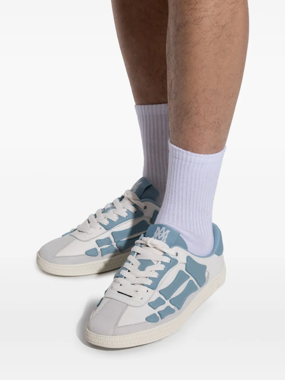 【送料&関税込】AMIRI Pacific Bones Sneakers In White Leathe Amiri Pacific Bones Mixed Leather Sneakers | Neiman Marcus