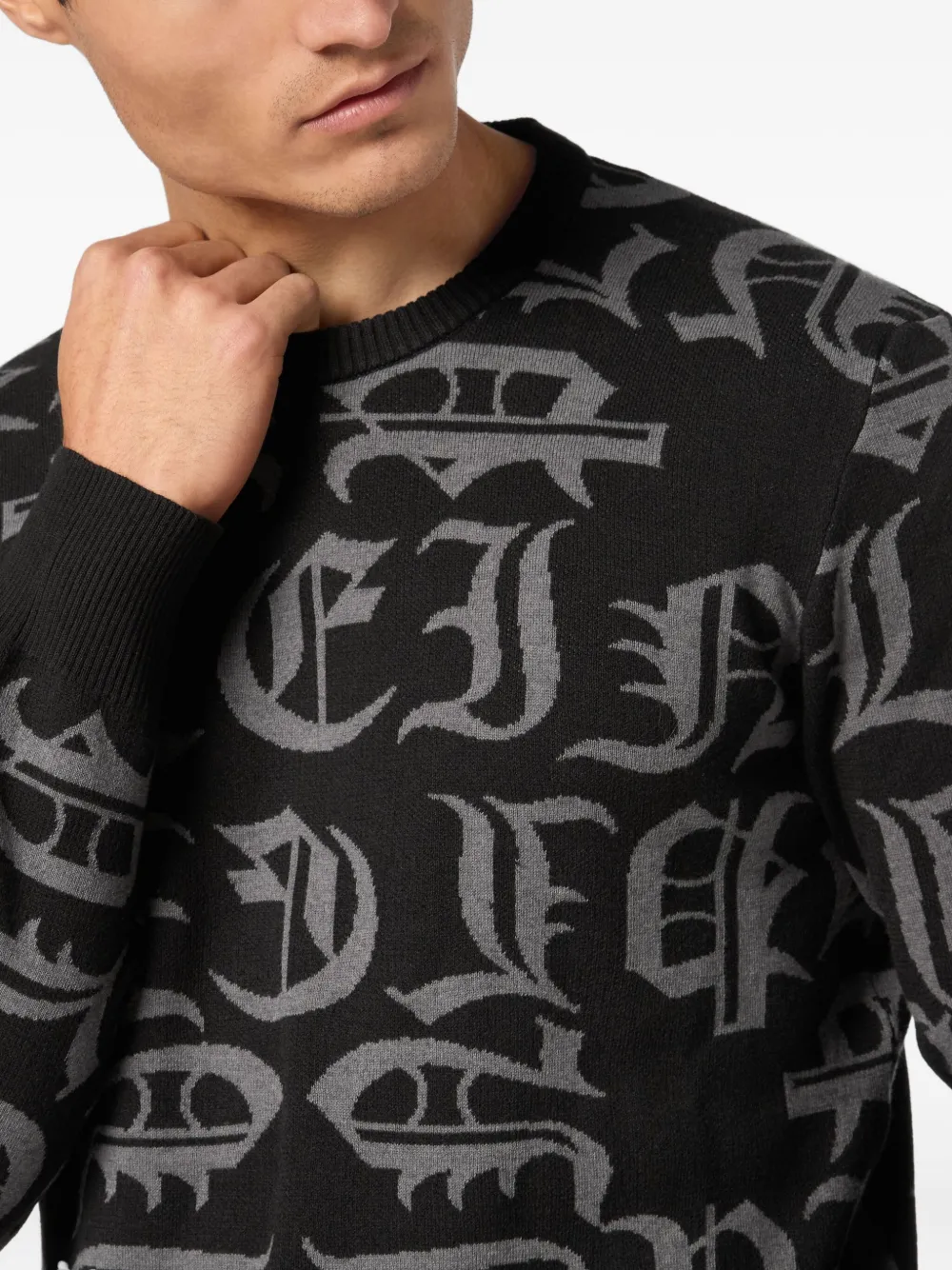 Philipp Plein Trui met logo-intarsia Zwart