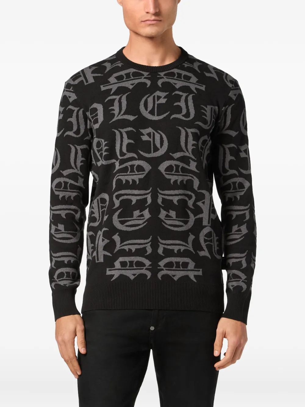 Philipp Plein Trui met logo-intarsia Zwart
