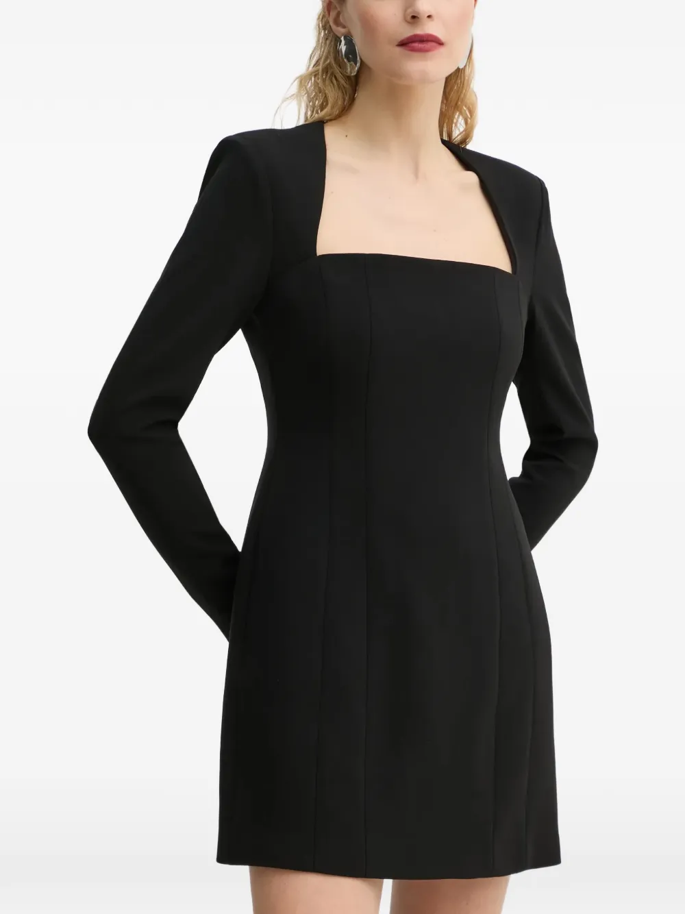 A.L.C. square-neck long-sleeve mini dress - Black