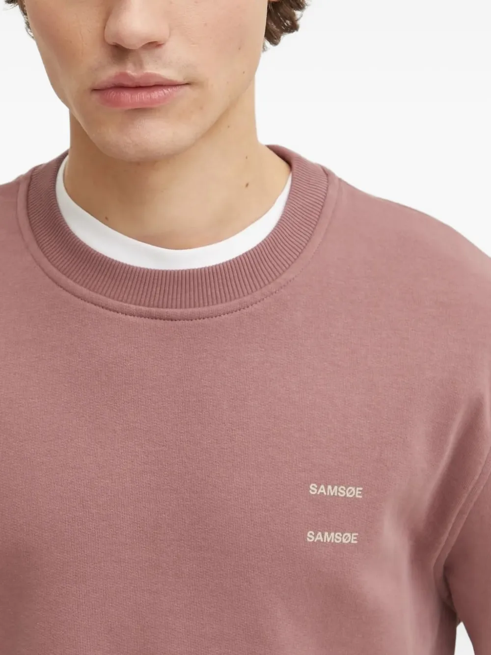Samsoe & Samsoe Logo-print Crew-neck Sweatshirt In Pink
