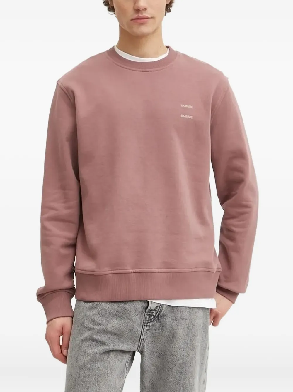 SAMSOE SAMSOE logo-print crew-neck sweatshirt - ピンク SAMSOE SAMSOE logo-print crew-neck sweatshirt - ピンク