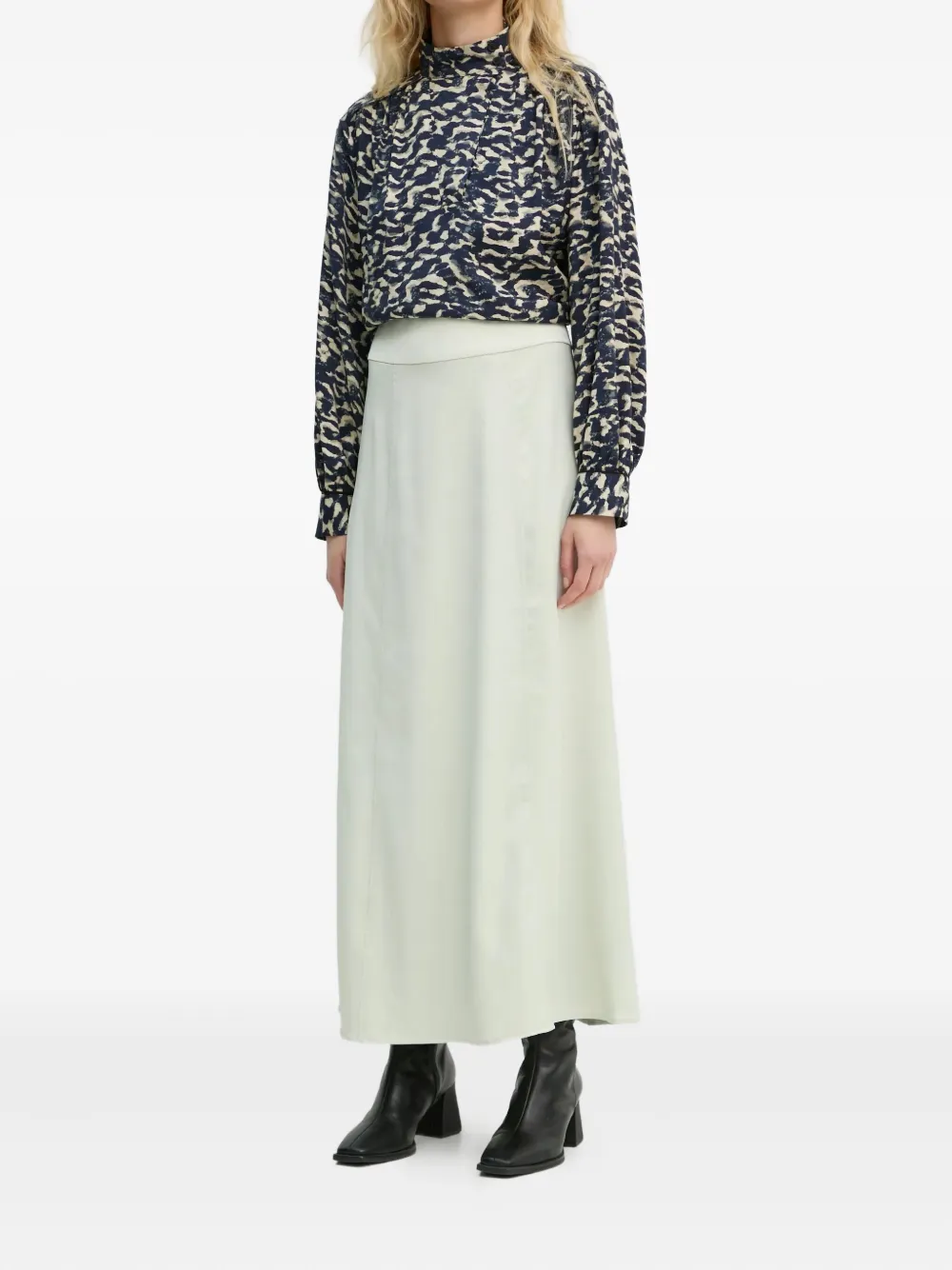 AERON elastic-waist midi skirt - Beige