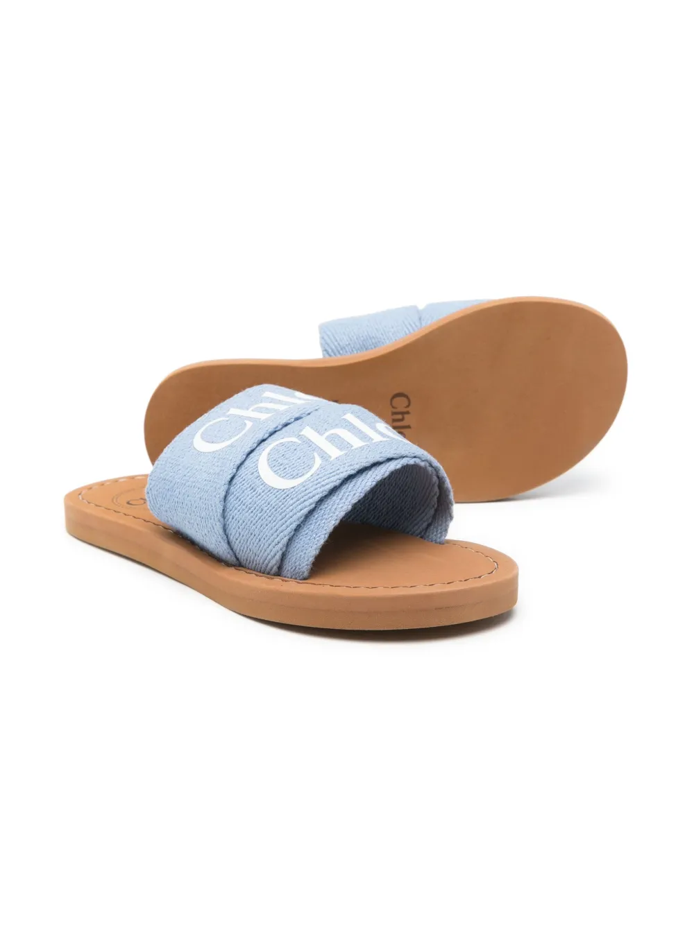 Chloé Kids logo-print slides Blue