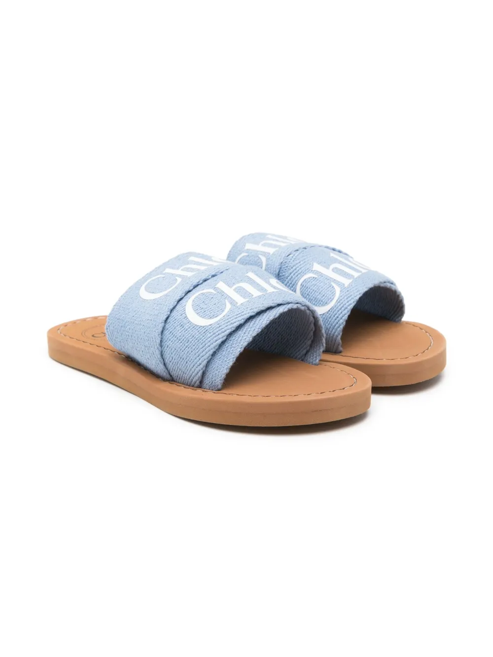 Chloé Kids logo-print slides Blue