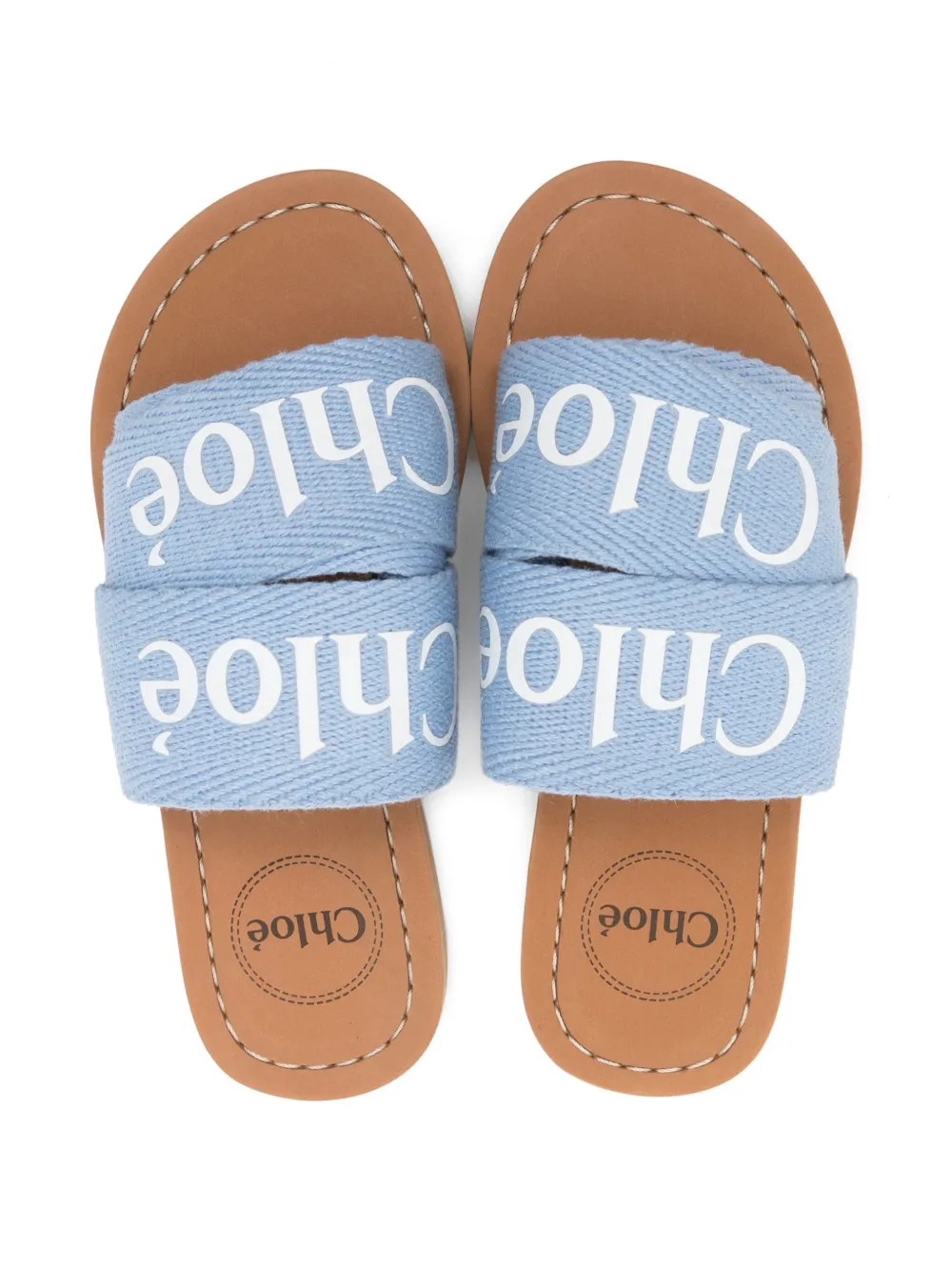 Chloé Kids logo-print slides Blue