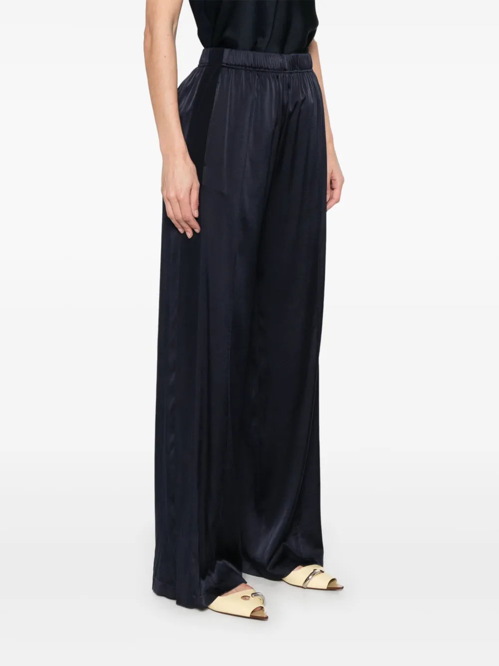 Shop Forte Forte Satin Trousers In Blue