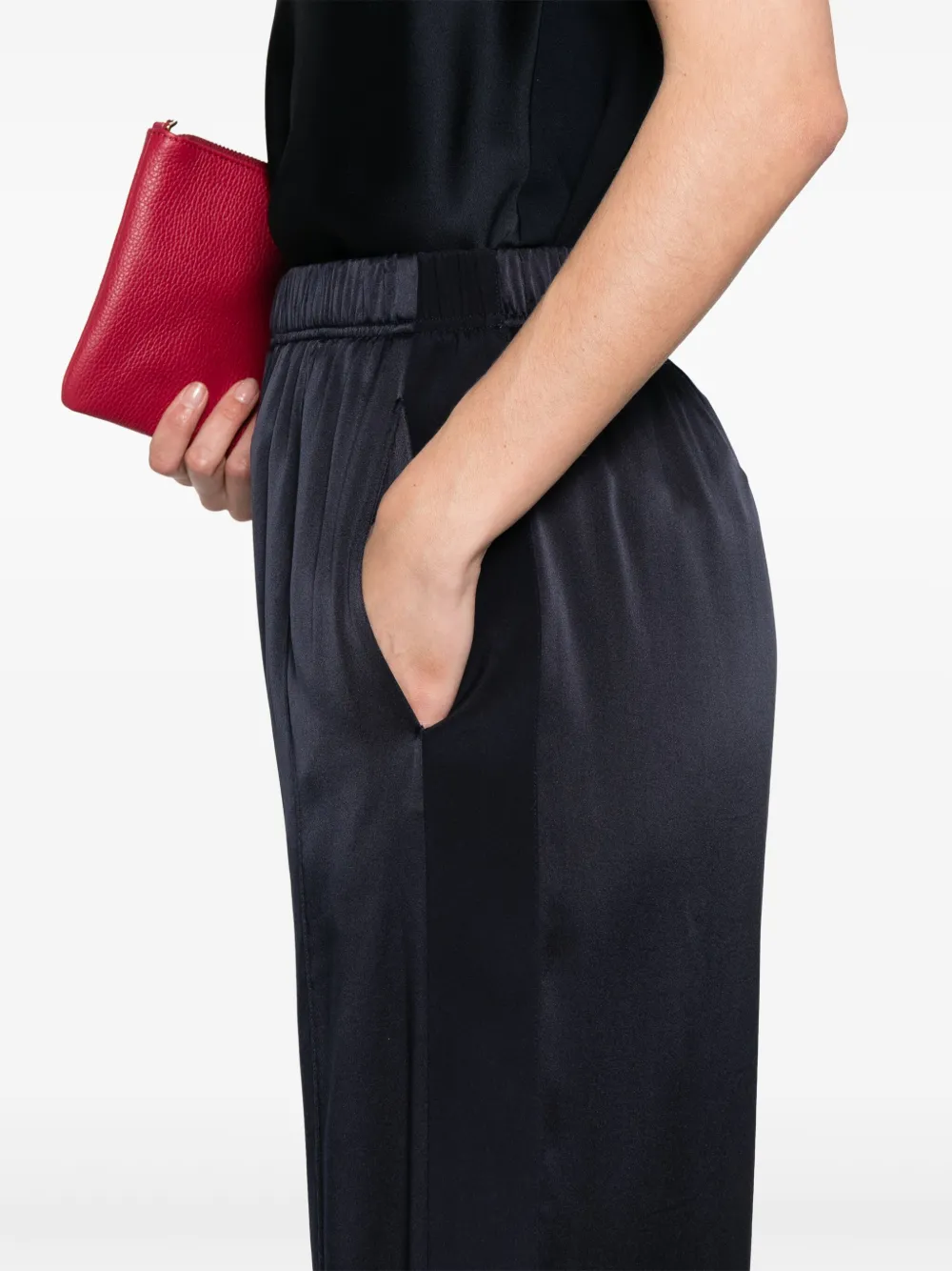 Shop Forte Forte Satin Trousers In Blue