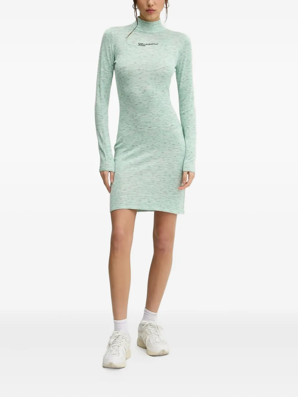 Karl Lagerfeld Jeans Mini-jurk met hoge hals en logo Groen