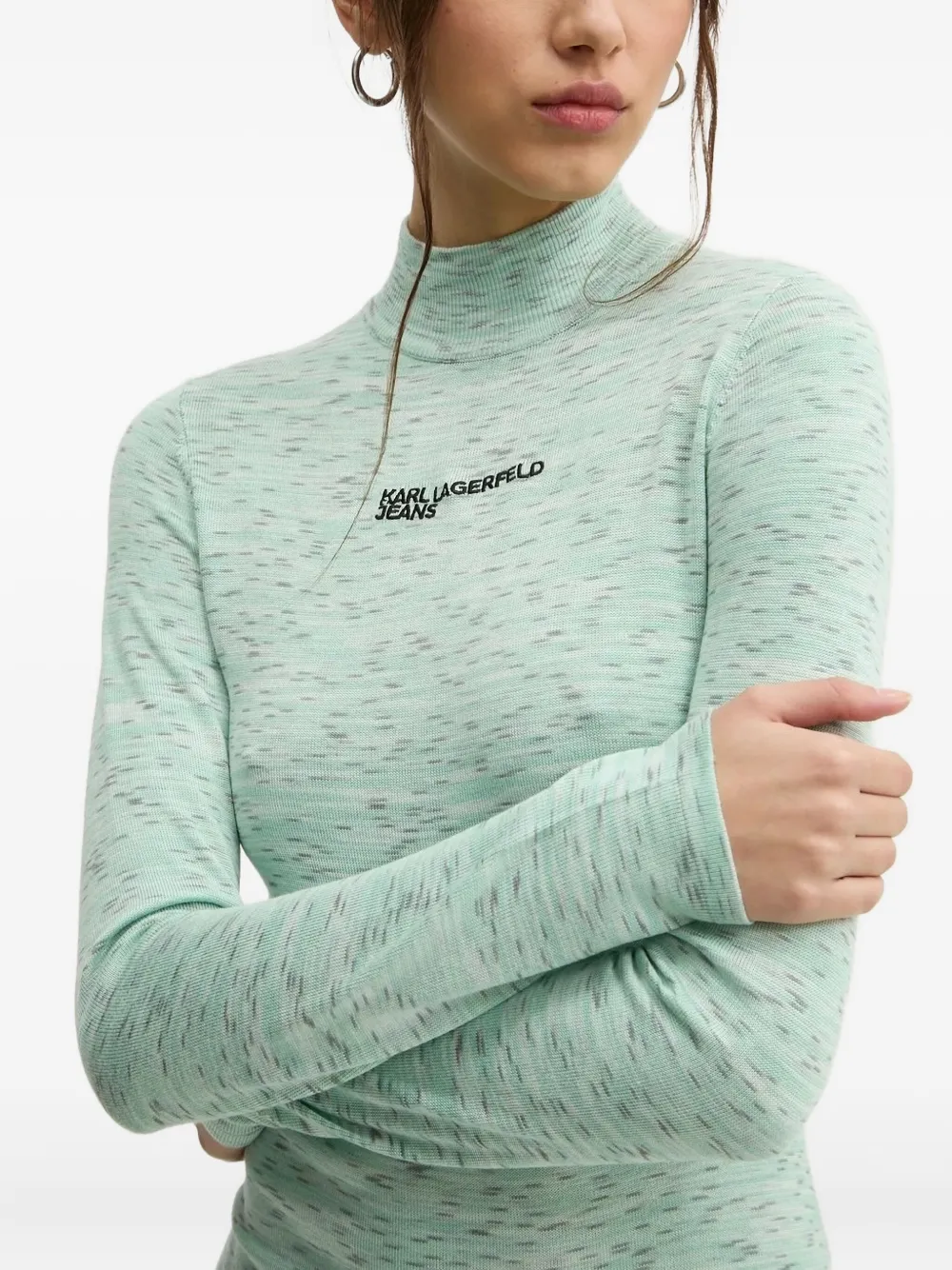 Karl Lagerfeld Jeans Mini-jurk met hoge hals en logo Groen