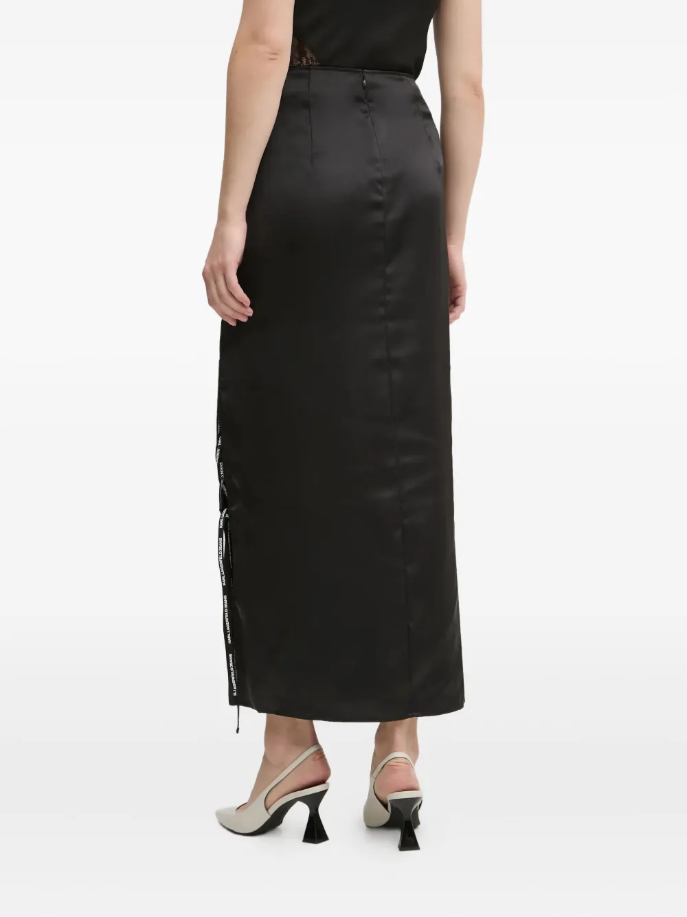 Karl Lagerfeld Jeans Satijnen rok met kant Zwart