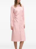 DKNY satin-panelled button-front midi dress - Pink