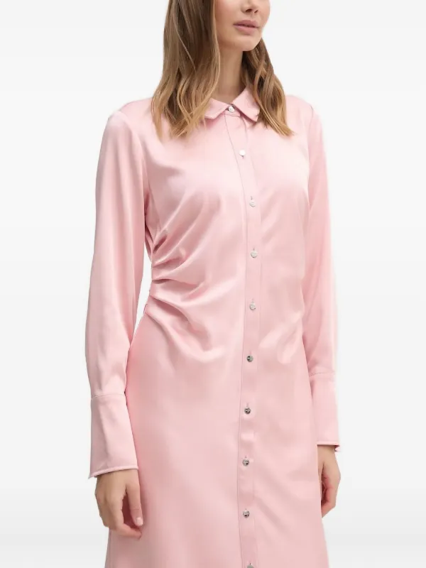 DKNY satin-panelled button-front Midi Dress | Pink | FARFETCH DKNY satin-panelled button-front Midi Dress | Pink | FARFETCH
