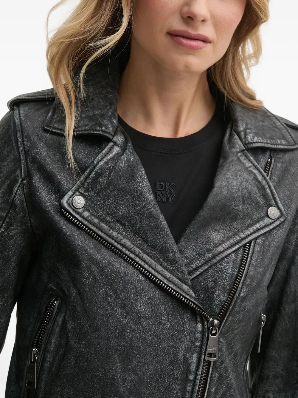 DKNY Leren jack Zwart