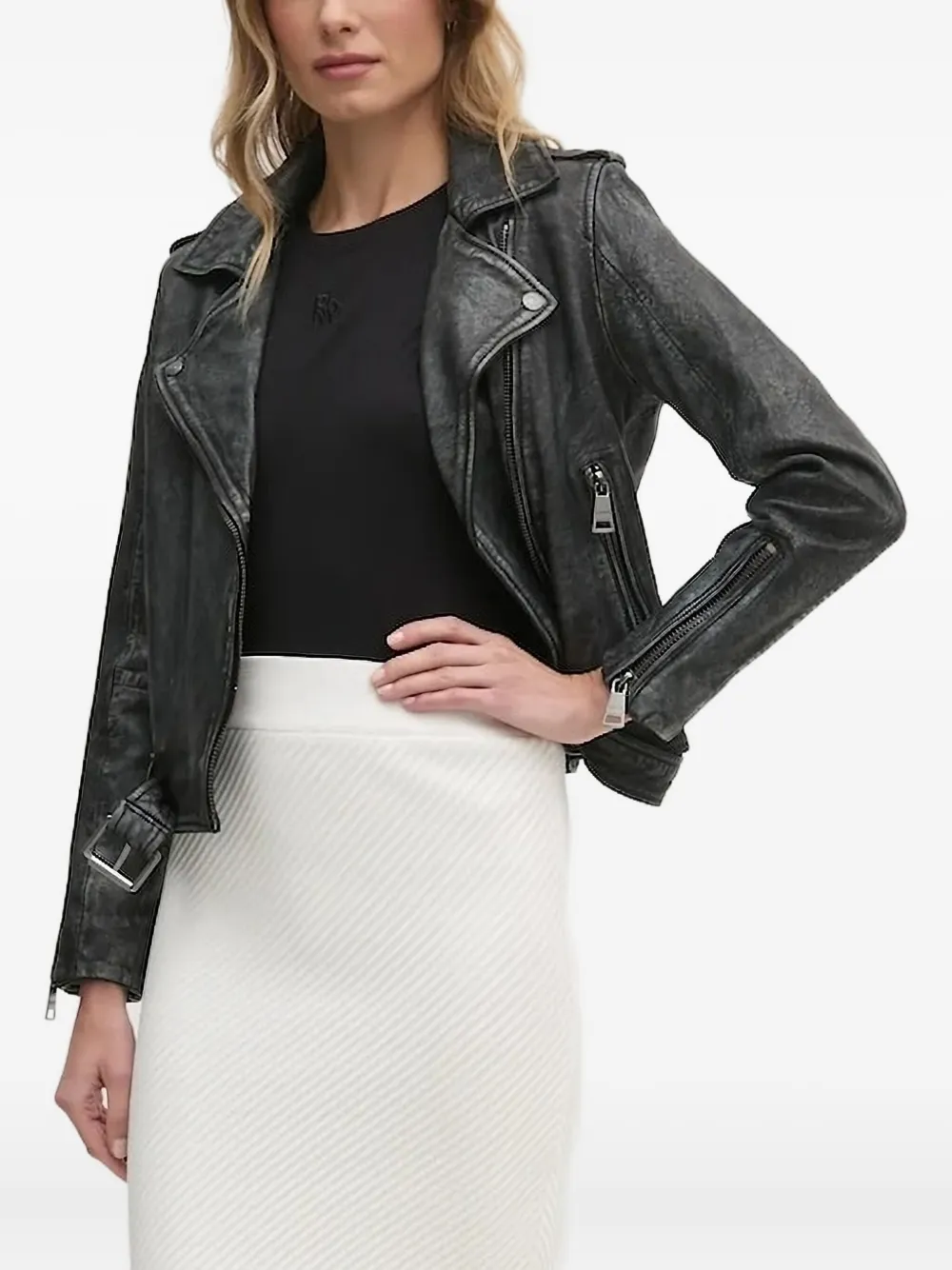 DKNY Leren jack Zwart