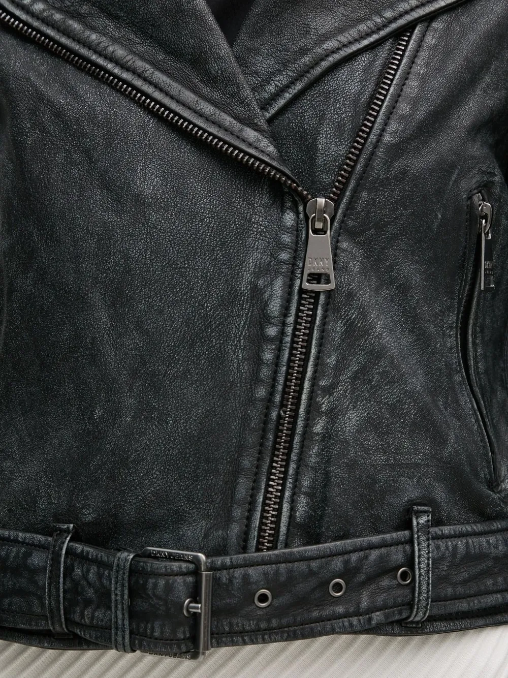 DKNY Leren jack Zwart