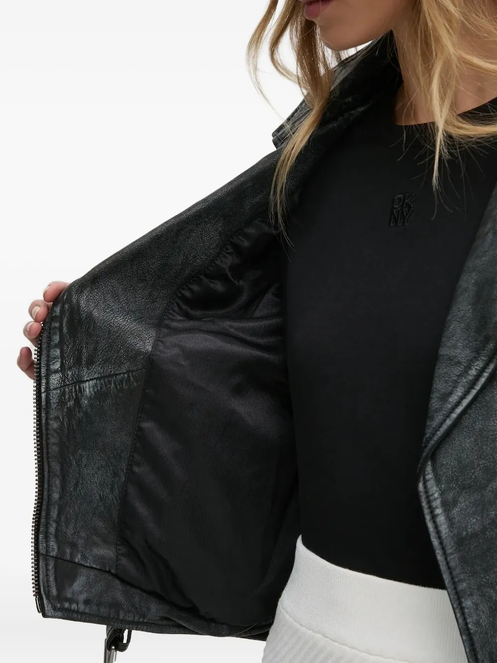 DKNY Leren jack Zwart