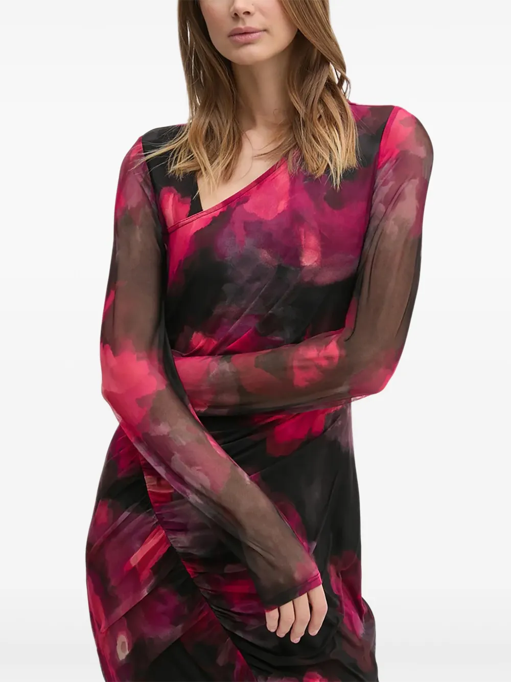 DKNY Midi-jurk met bloemenprint Zwart