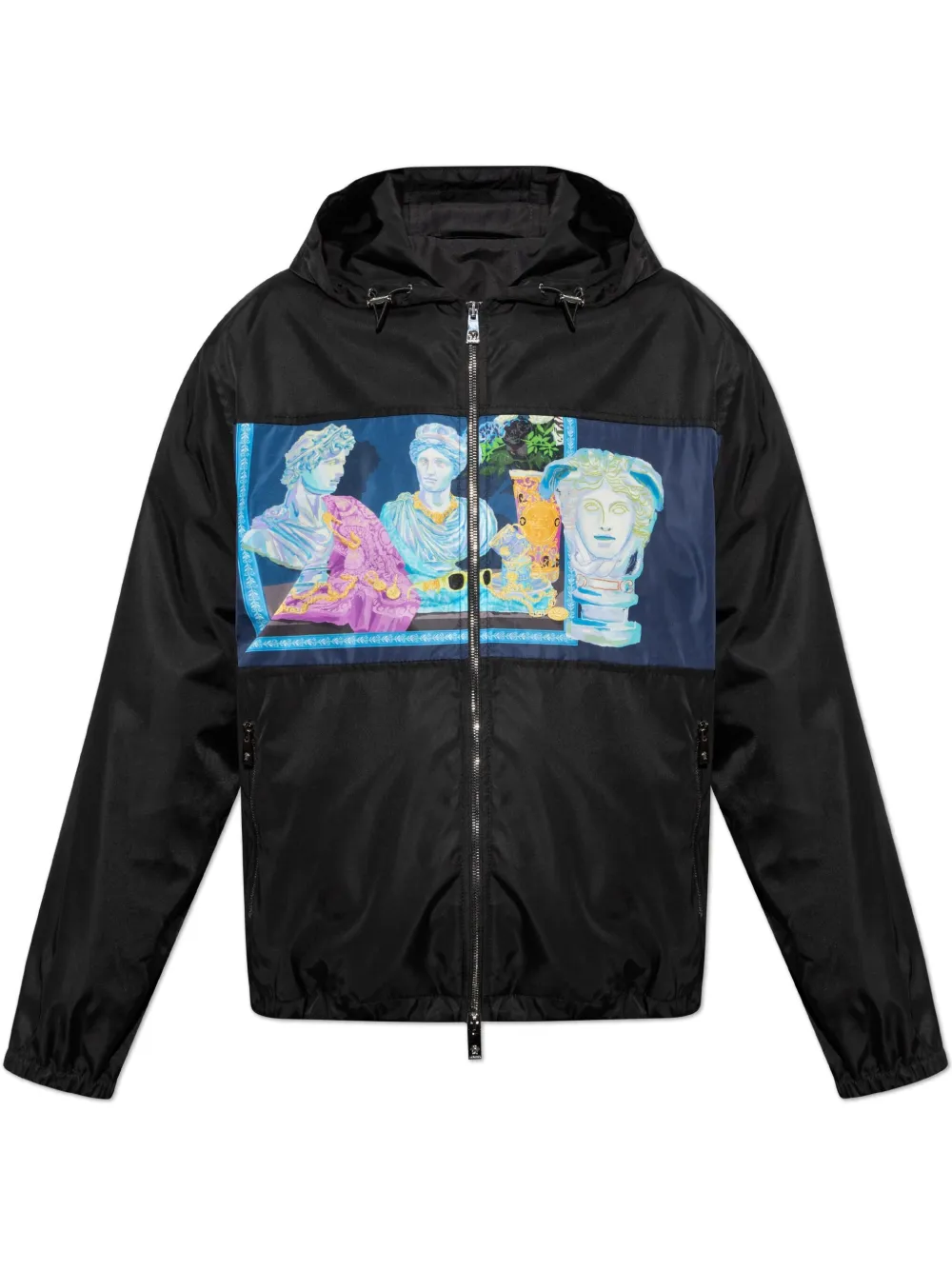 Versace statue-print Track Jacket | Black | FARFETCH