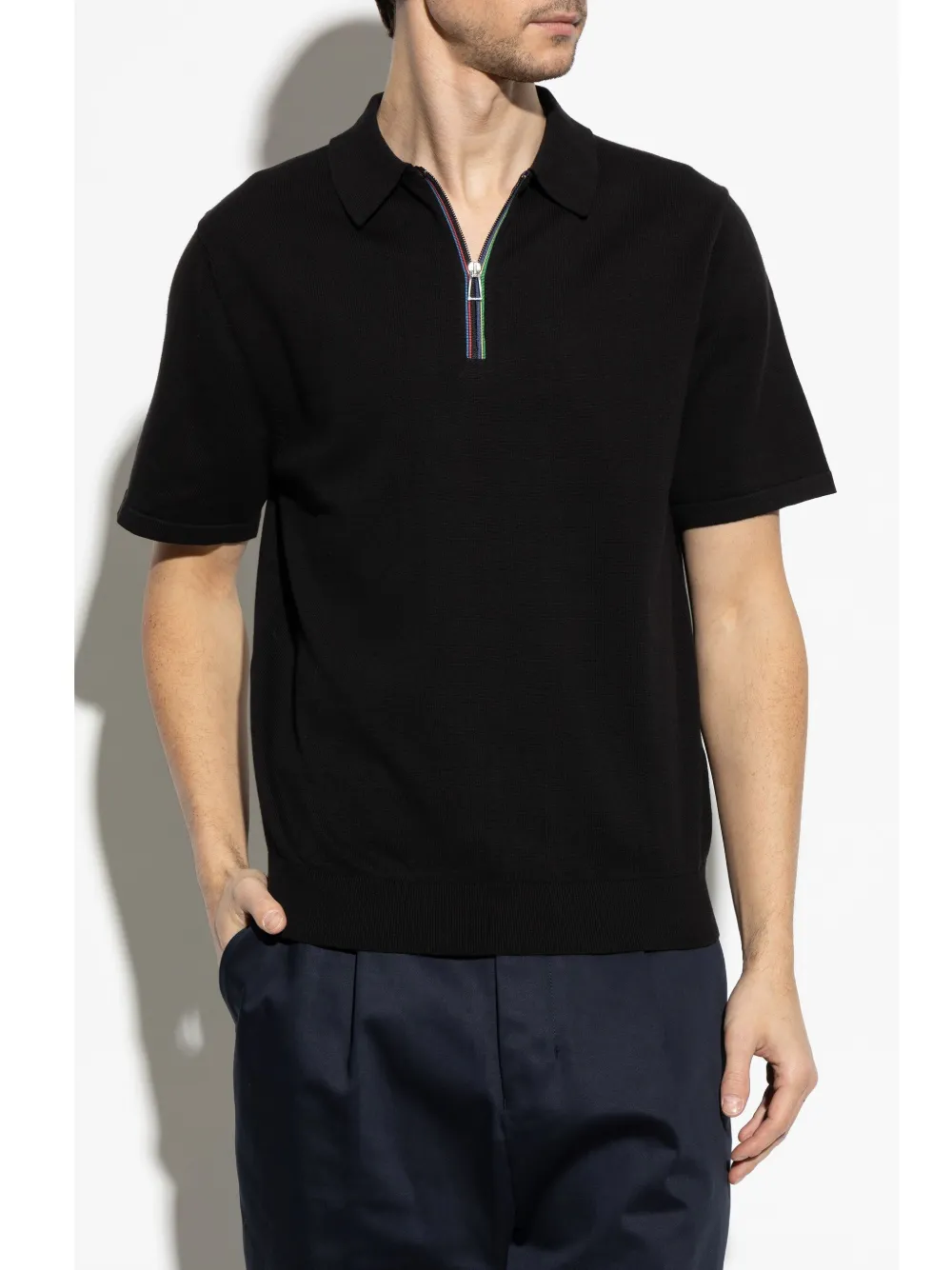 PS Paul Smith Poloshirt met gestreept detail Zwart